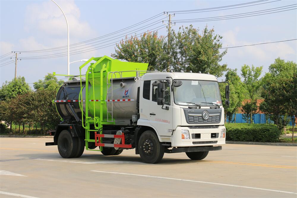  12方餐廚垃圾車-東風天錦國六12方廚余泔水餐廚垃圾車廠家（圓罐）